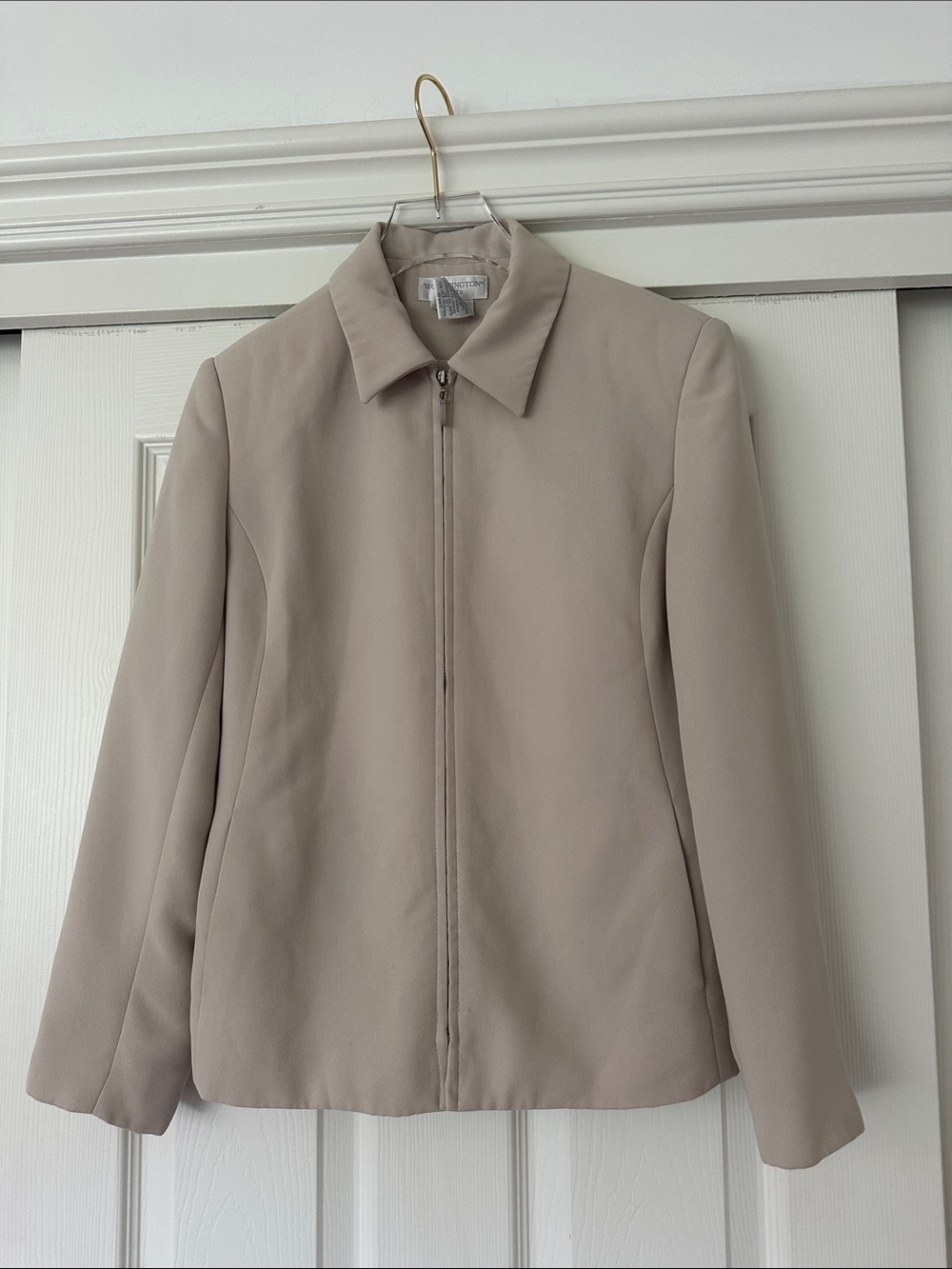 Worthington Women's Beige Zip-Front Bomber Jacket